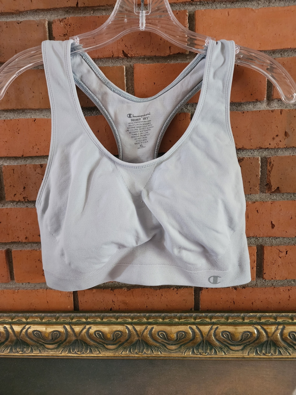 Champion Light Gray Seamless Racerback Sports Bra